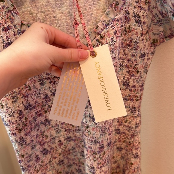 NWT LoveShackFancy Trevor Dress Positano Blue, XS, pink/purple floral design - Picture 2 of 7